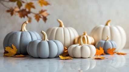 Sophisticated gray and gold autumn decorations for the home