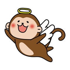 飛んでいる天使の格好をした猿