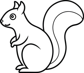 Cute Squirrel Line Art - Adorable Cartoon Squirrel Vector Illustration for Nature and Wildlife Designs