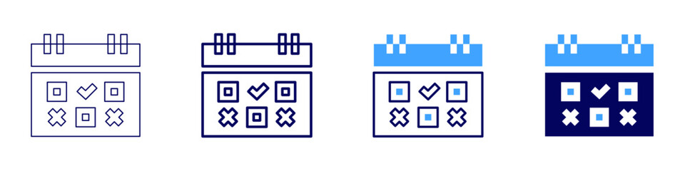 Obraz premium Calendar month icon in 4 different styles. Thin Line, Line, Bold Line, Duotone. Duotone style. Editable stroke