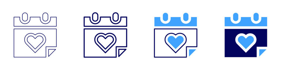 Calendar registry icon in 4 different styles. Thin Line, Line, Bold Line, Duotone. Duotone style. Editable stroke