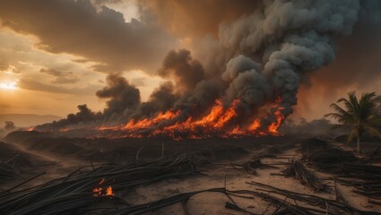 Blaze in the sugarcane fields of Mamanguape, Paraiba, Brazil on November 15, 2013.