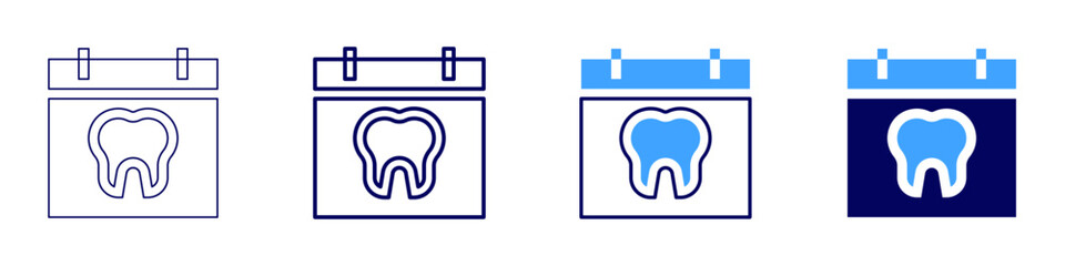 Calendar tracking system icon in 4 different styles. Thin Line, Line, Bold Line, Duotone. Duotone style. Editable stroke