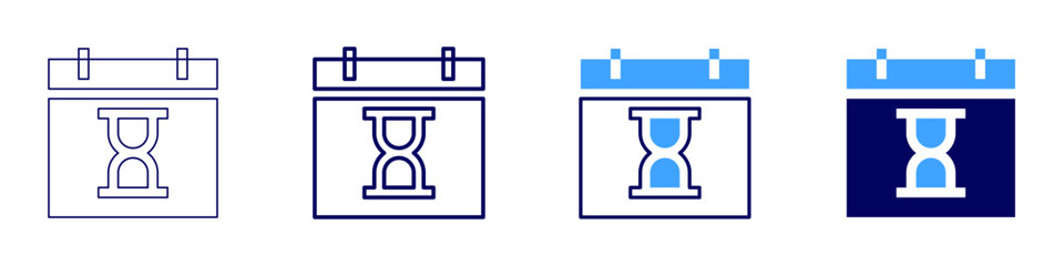 Calendar widget icon in 4 different styles. Thin Line, Line, Bold Line, Duotone. Duotone style. Editable stroke