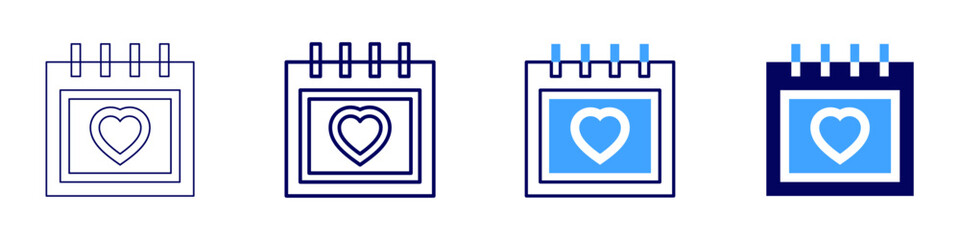 Daily schedule planner icon in 4 different styles. Thin Line, Line, Bold Line, Duotone. Duotone style. Editable stroke