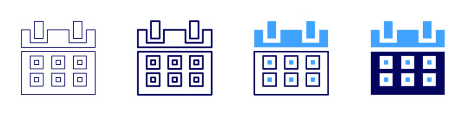 Desk calendar icon in 4 different styles. Thin Line, Line, Bold Line, Duotone. Duotone style. Editable stroke