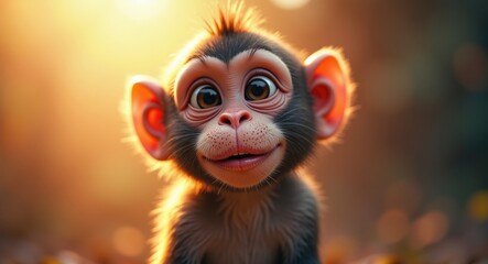 Fototapeta premium Playful monkey showcasing a cheerful expression, Image