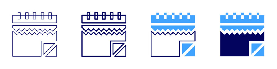 Home management calendar icon in 4 different styles. Thin Line, Line, Bold Line, Duotone. Duotone style. Editable stroke