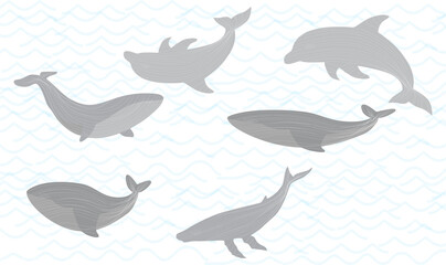 Whale fish Line Curve Art Design BG Design 856A.eps