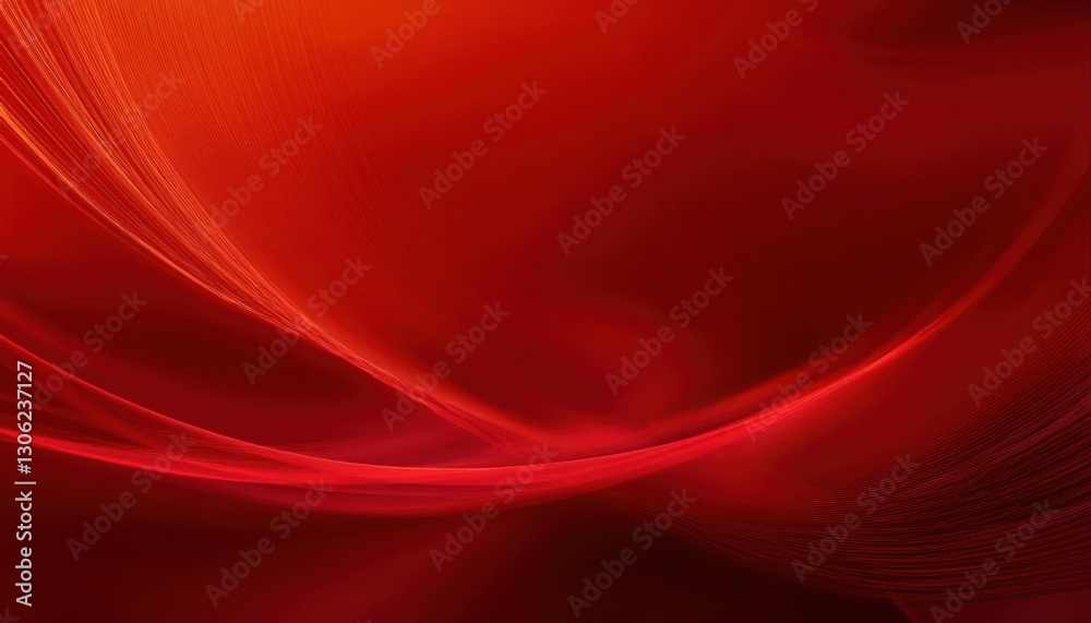 Poster flowing red silk waves with smooth gradient texture, abstract digital background for elegant designs, branding, and decor

