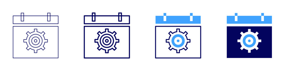 Project calendar icon in 4 different styles. Thin Line, Line, Bold Line, Duotone. Duotone style. Editable stroke