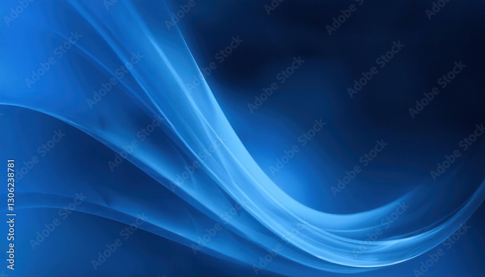 Poster abstract blue flowing wave on dark background, modern digital design with smooth light curves, ideal