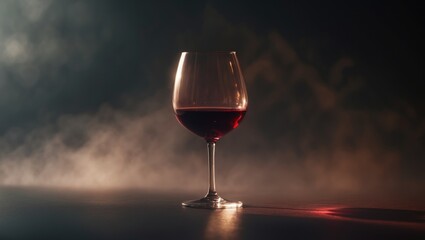 A wine glass filled with red liquid.
