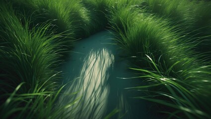 Obraz premium Aerial perspective of lush green Japanese hair grass texture