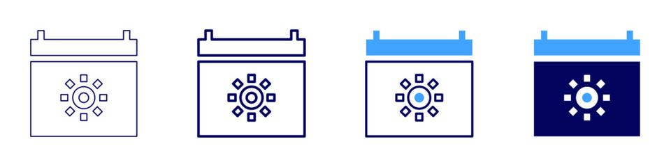 Time blocking planner icon in 4 different styles. Thin Line, Line, Bold Line, Duotone. Duotone style. Editable stroke