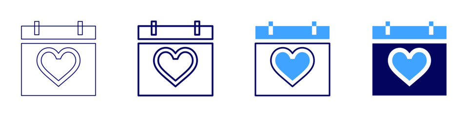 Undated planner icon in 4 different styles. Thin Line, Line, Bold Line, Duotone. Duotone style. Editable stroke