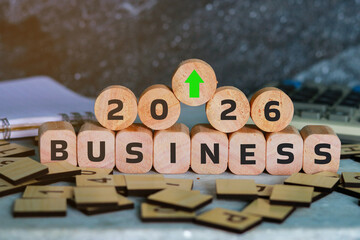 The word business was created from wooden blocks—business concept.