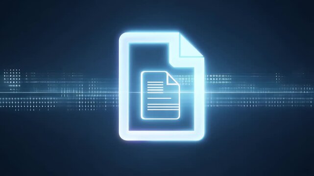 Simple Modern White Digital File Icon Animated Black Background Perfect Paperless Office File Encryption Concepts HD