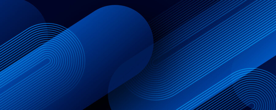 3D blue techno abstract background overlap layer on dark space with rounded lines effect decoration. Modern graphic design element stripes style concept for web banner, flyer, card, or brochure cover