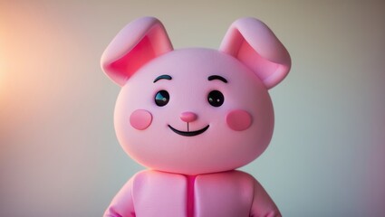 Fototapeta premium charmingly pink character figure featuring a minimalist design style