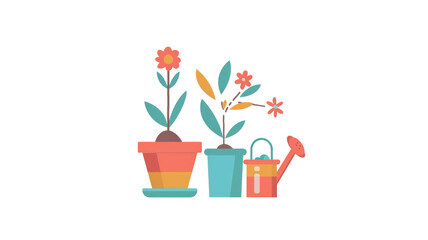 Obraz premium Blooming Plants for Watering Can, Home Garden.