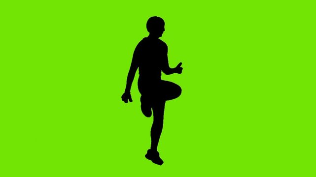 silhouette animation of runner green background