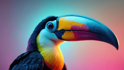 Fototapeta premium intimate portrait of a toucan, Close-up view of a toucan featuring its large beak