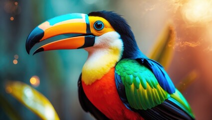 Obraz premium Vibrant portrait of a toucan bird