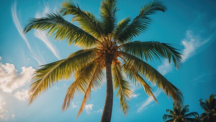 Coconut palm set against a sky background