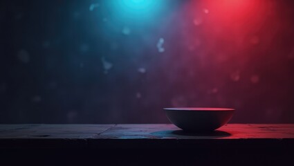 empty shelf featuring a lone round, square wobbling dish