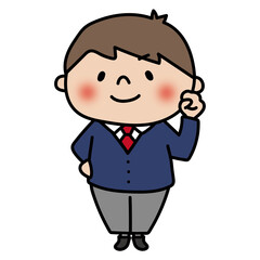 ガッツポーズをするブレザーを着た高校生の男の子2