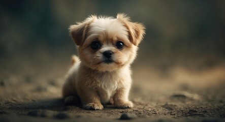 Adorable puppy sitting on the ground with an endearing expression