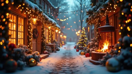 Obraz premium Festive scene for Christmas or New Year's celebration with holiday ornaments