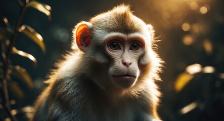 Fototapeta premium Charming close-up portrait of a Wolf's mona monkey