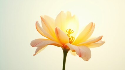 Obraz premium Bright backdrop featuring a solitary orange flower with white petals and buds, showcasing citrus blossom neroli.
