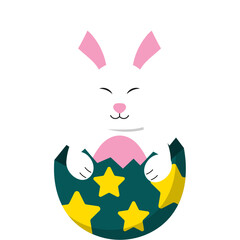 Cute Easter Bunny in Eggshell