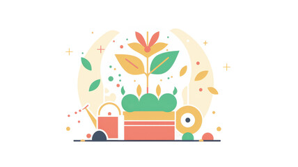 Growing Plant for Gardening Tools, Abstract Background.