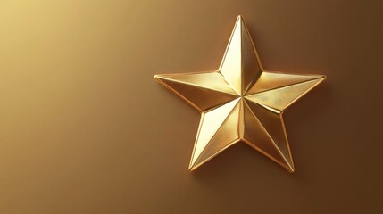 Golden star on a smooth background glows with elegance and simplicity in a striking display of reflective beauty