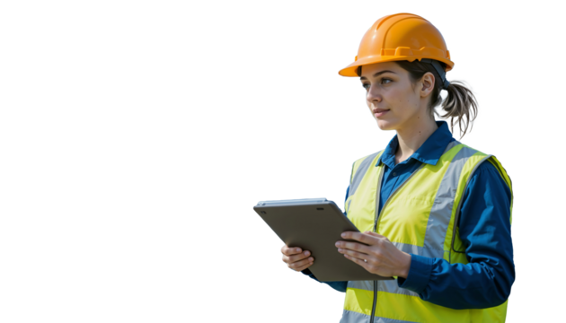 female worker holding a clipboard