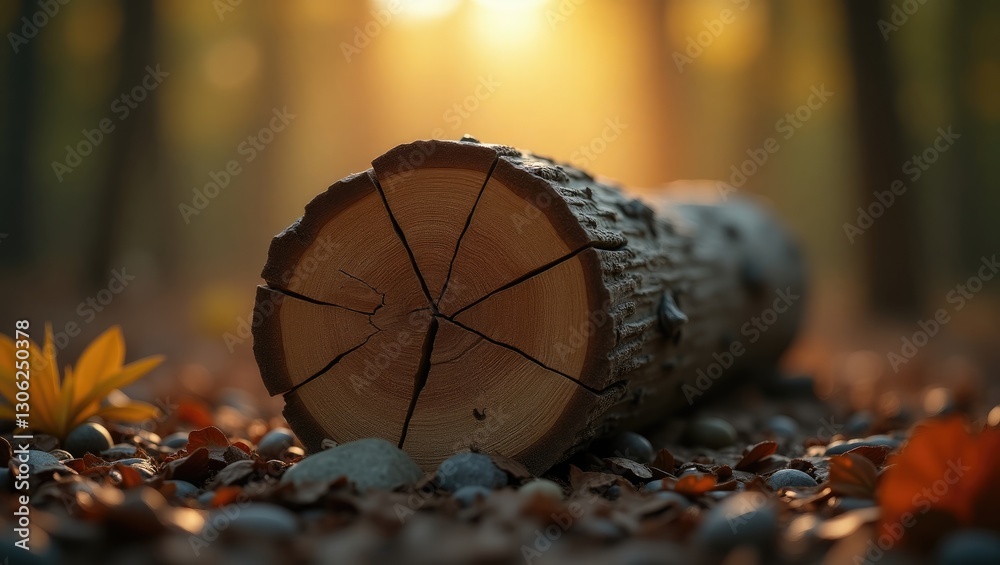 Poster Close-up view of an individual cut log featuring wooden grain patterns