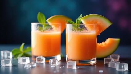Fototapeta premium melon smoothies with cantaloupe
