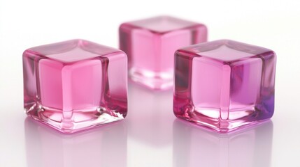 Pink Glass Cubes on White Surface for Decorative Use and Design