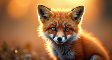 Curious Young Red Fox Gazing at the Lens