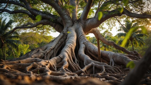 a sprawling banyan tree