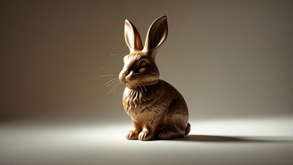 Obraz premium Chocolate bunny for Easter on a plain white backdrop.
