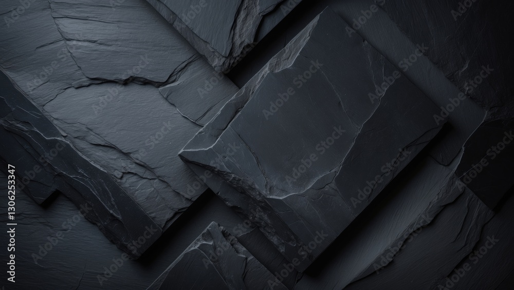 Aufkleber dark slate texture in shades of grey and black. overhead view with available space for text.