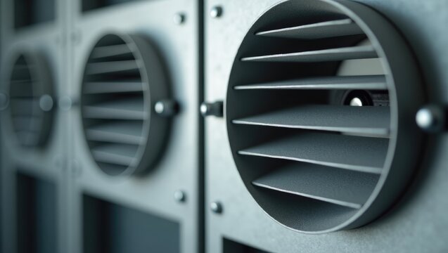 Detailed view of fire damper flaps.