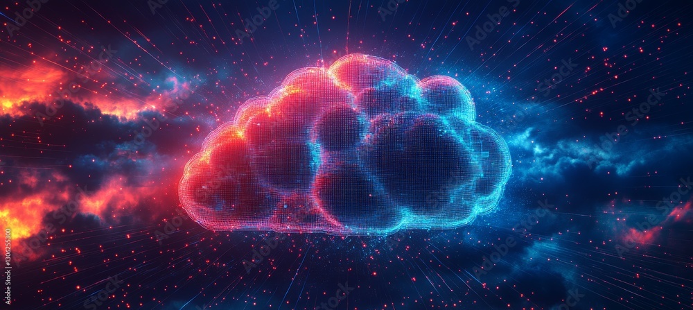 Aufkleber Colorful clouds server. Software computing infrastructure system. Generative AI technology.	
