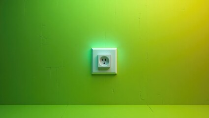 simple green backdrop featuring a white power outlet