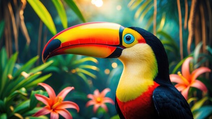 Obraz premium Vibrant Toucan. Keel-Billed Toucan hailing from Central American regions.